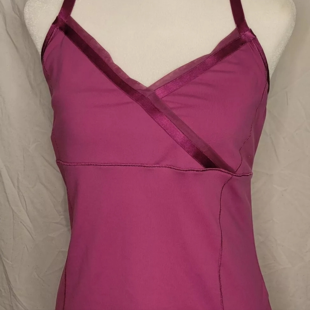ALO Yoga Rib Support Tank Top w Shelf Bra Magenta Pink size Large - Picture 3 of 7